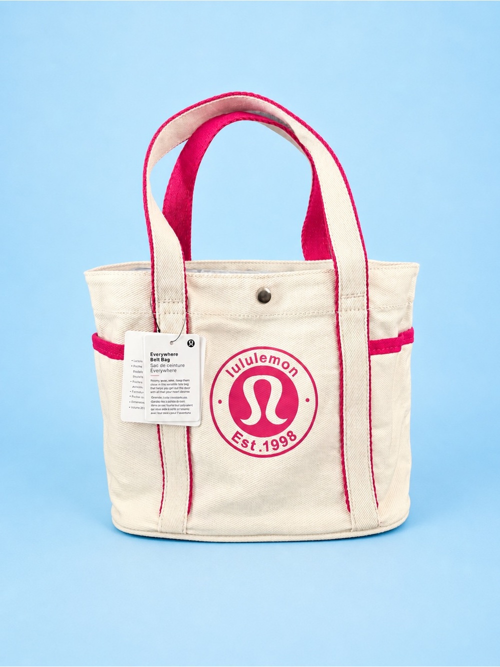 lululemon athletica Cream Canvas Tote with Pink Trim 6.5L